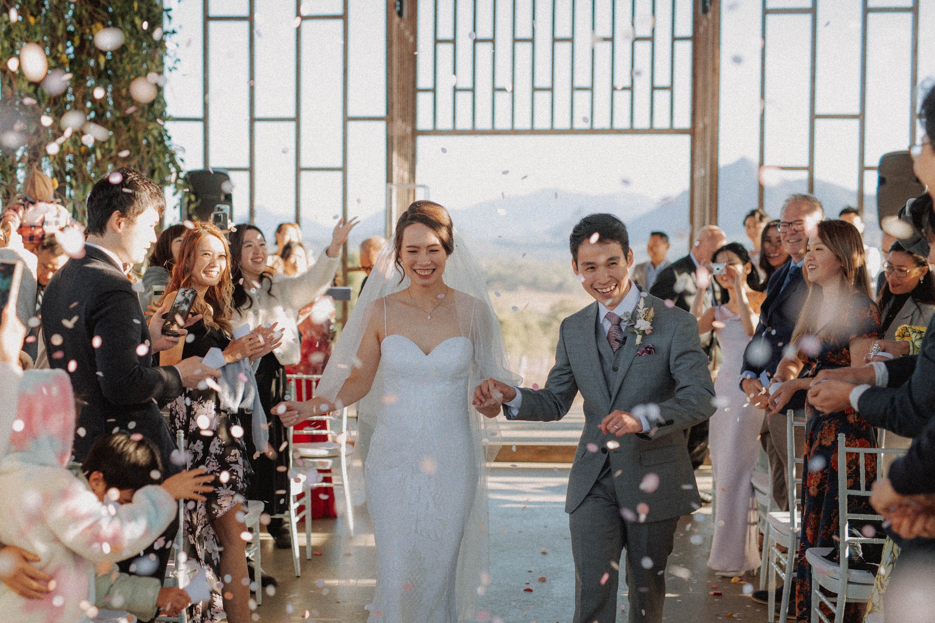 Wedding ceremony with confetti