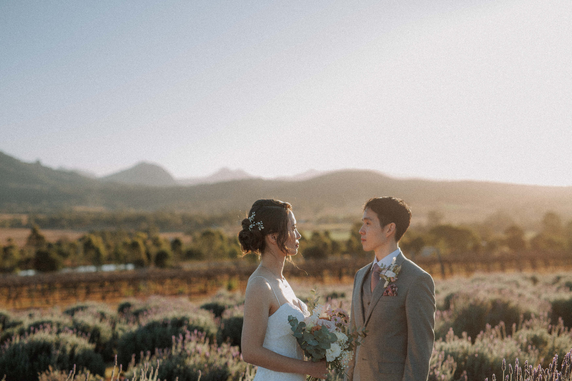 Golden hour wedding portrait